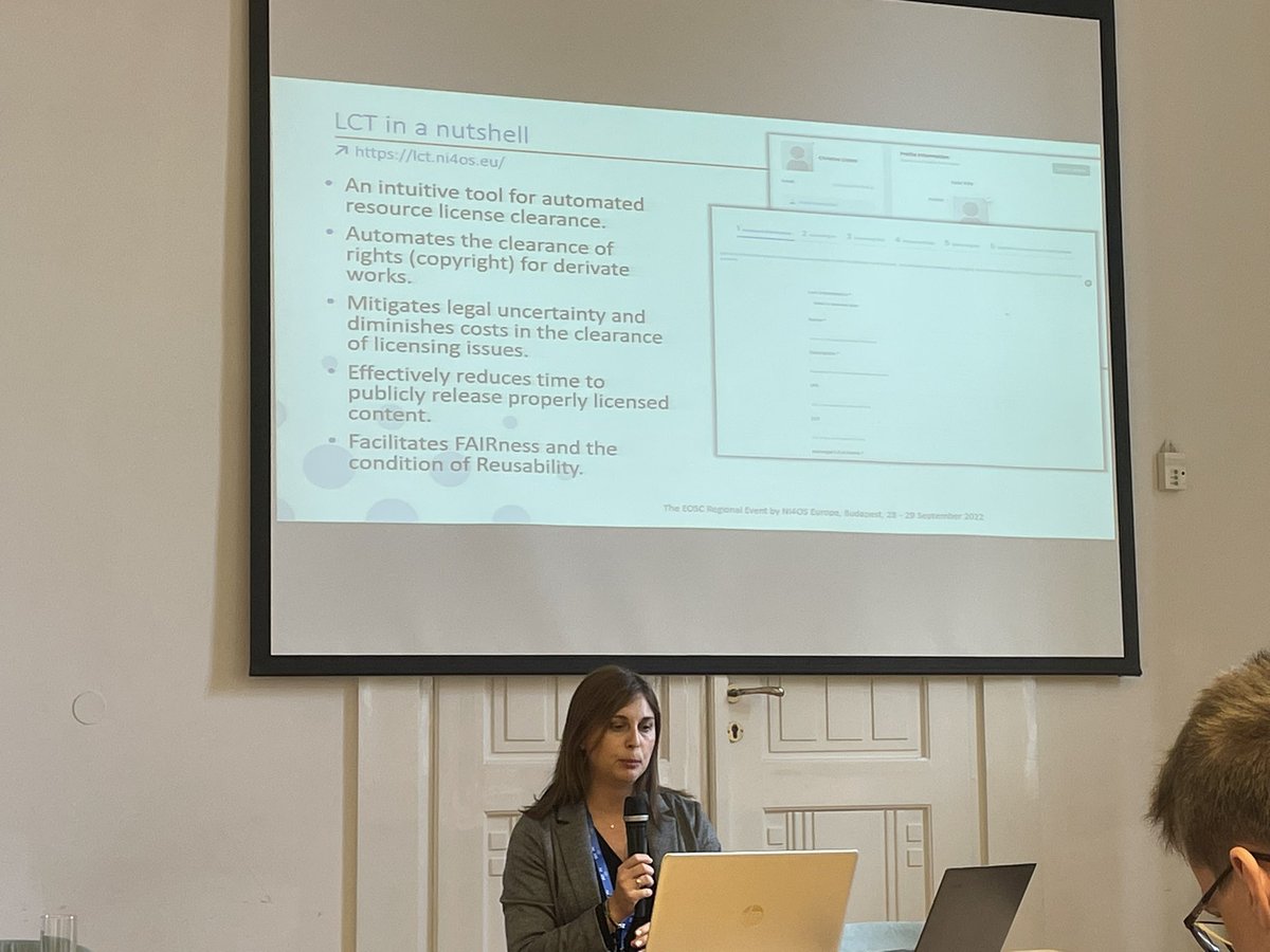 nataliamanola's tweet photo. @kolgk on the @NI4OS_eu License Clearing Tool for research data and software. Allowing researchers to feel secure in their choices. Would be a great plugin to @OpenAIRE_eu Argos DMP service  @elli_lib.  https://t.co/Qtpqj5Uj7N https://t.co/tSYhkykWbX