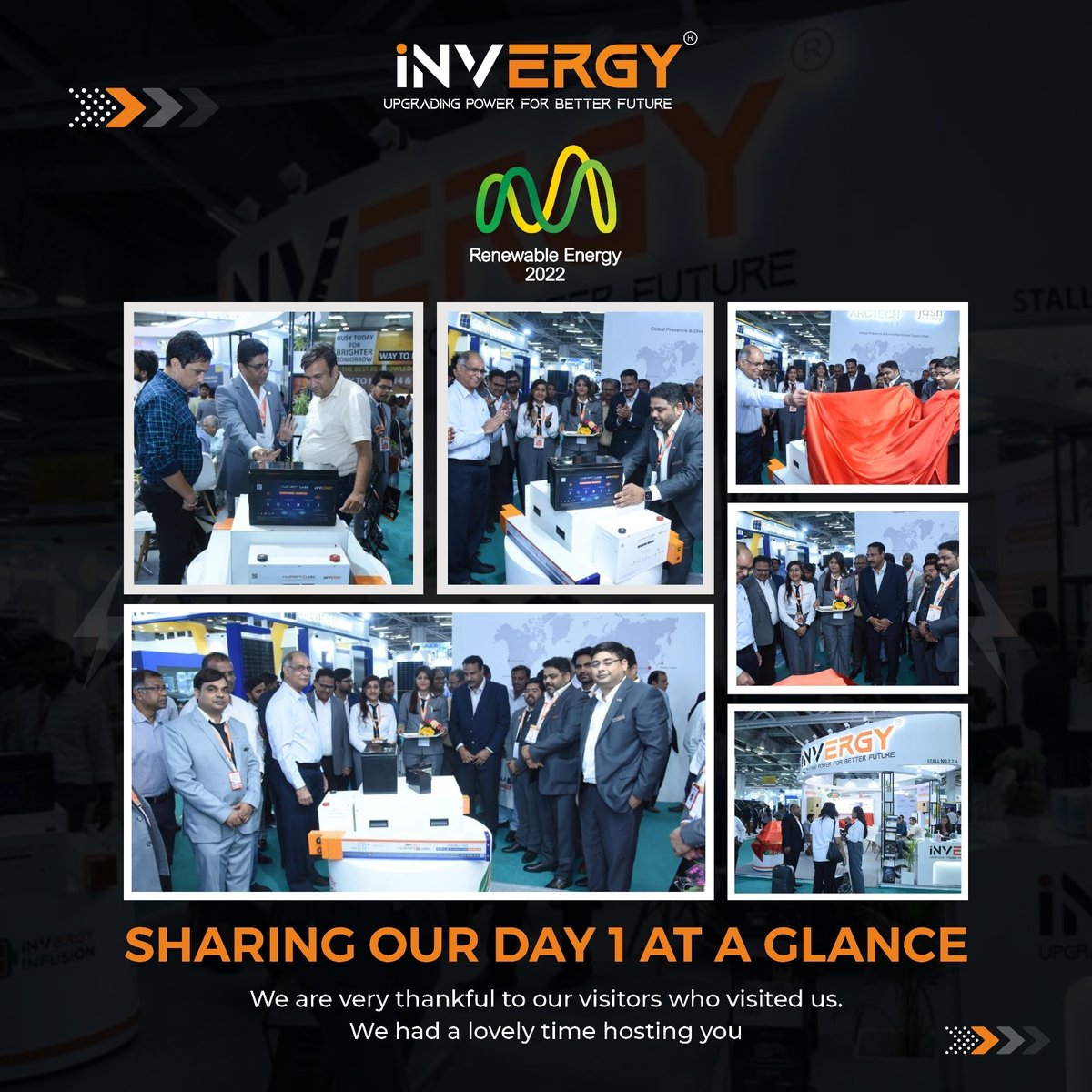 Invergylimited's tweet photo. After a wonderful Day 1, we are ready for the Day 2 of REI 2022
Catch Invergy CEO Mr Deepak Pandey talking on Super Capacitor today at our stall no. 136 Hall no. 7
We will be overjoyed by your presence there.
.
.
.
#invergy #upgradingpowerforabetterfuture #india #solarexpo2022 https://t.co/Ri3LSlyrFs
