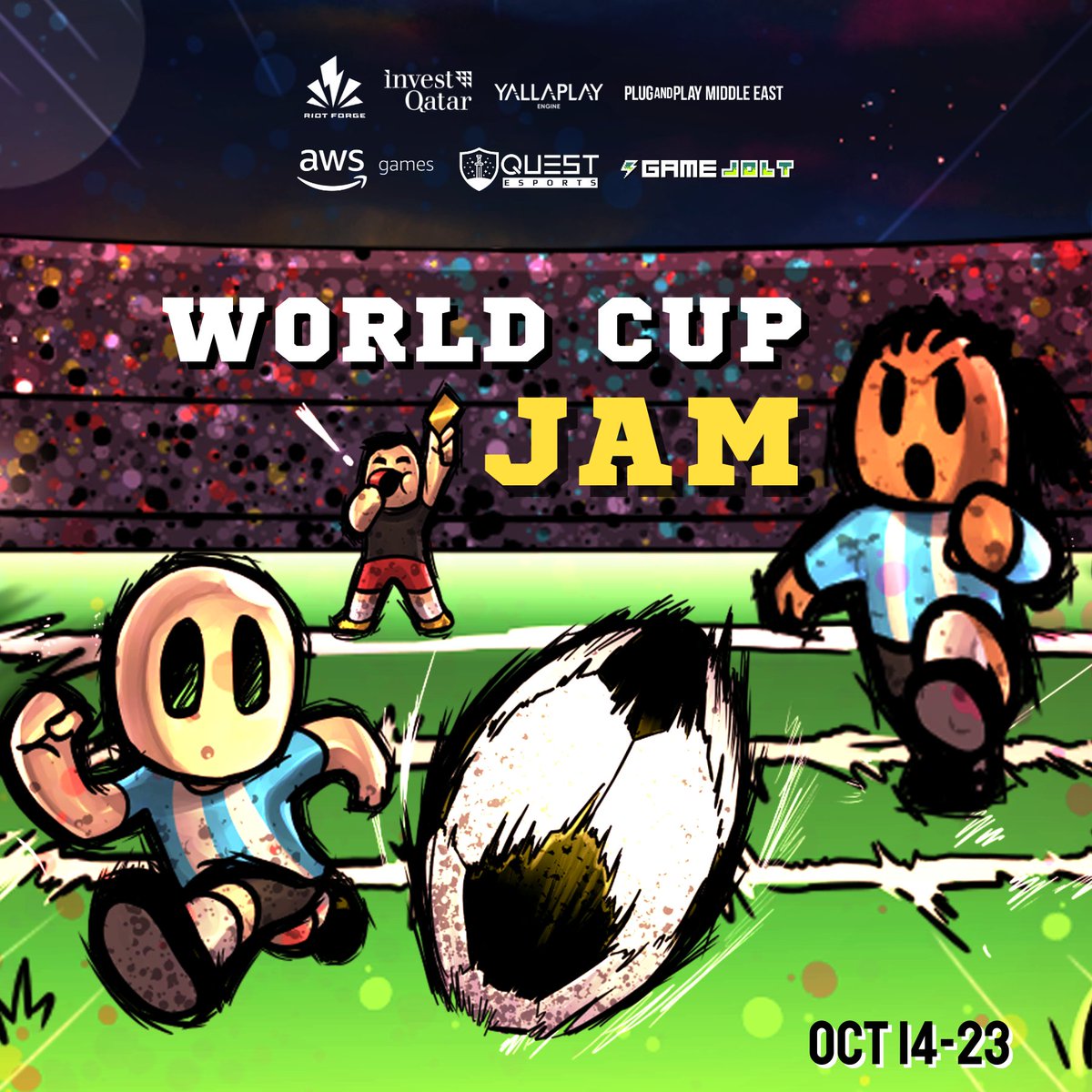 Ready? Set, GO! 🚀

#InvestQatar is proud to sponsor World Cup Jam by <a href="/gamejolt/">Game Jolt</a>.

In the lead-up to #WorldCup2022, this competition provides an opportunity for #game developers to compete for valuable prizes. ⚽ 🏆

Join the action 👉 bit.ly/GJLWORLDCUP