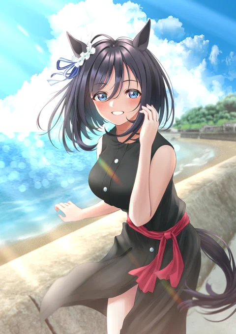 「海、綺麗ですね」#ウマ娘プリティーダービー  #エイシンフラッシュ 
