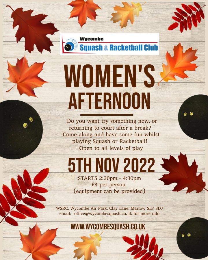 SquashWycombe's tweet photo. Come along and have some fun whilst exercising!  
#squashgirlscan #womeninsport #squashfun https://t.co/tZLTVPCBZk