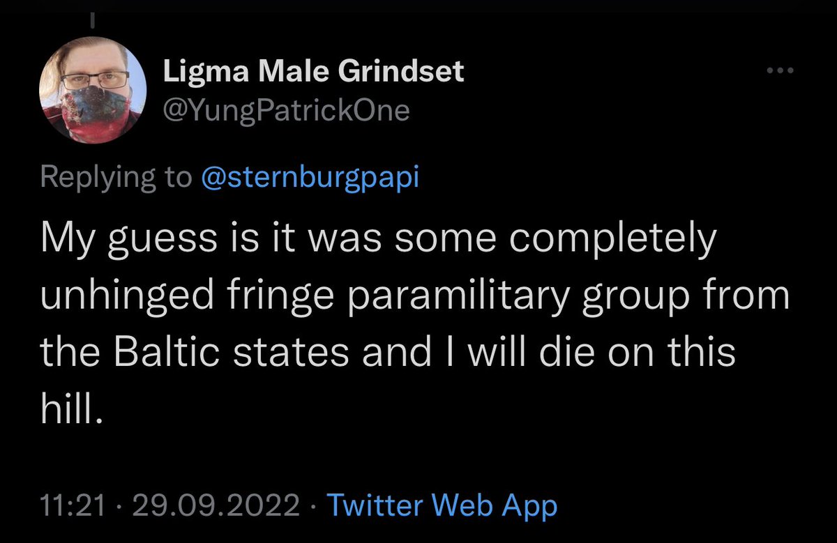 Baltic_Takes's tweet photo. Yeah, just one of those ‘fringe paramilitary groups from the Baltic states’ (with sophisticated undersea covert offensive capabilities), like… um… er… https://t.co/x68d5zyBS2