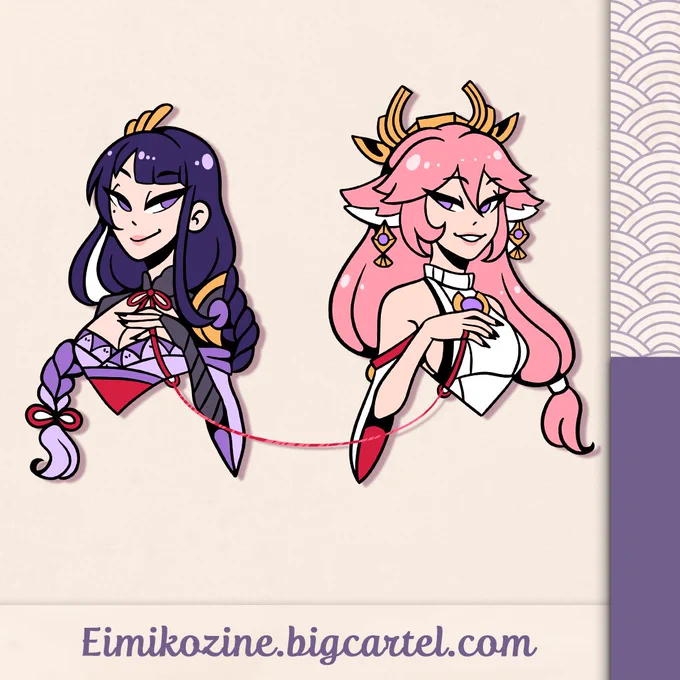 An omamori and linked enamel pin I made for the   so honored I got to create something for my gals! If we get to 100 orders we unlock the pins so check out the store   