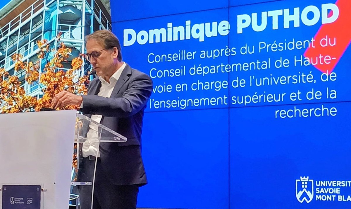 En présence de <a href="/GFioni/">Gabriele Fioni</a>, recteur délégué pour l’ESRI de l'<a href="/academielyon/">Académie de Lyon</a>, <a href="/CatherineStaron/">Catherine STARON</a>, VP de la Région <a href="/auvergnerhalpes/">Auvergne-Rhône-Alpes</a>, <a href="/HGaymard/">Herve Gaymard</a>, président du @CSMB et du <a href="/SavoieDepart/">Savoie Département</a>, et de Dominique #Puthod, conseiller auprès du président du Conseil @dep74. 2/2