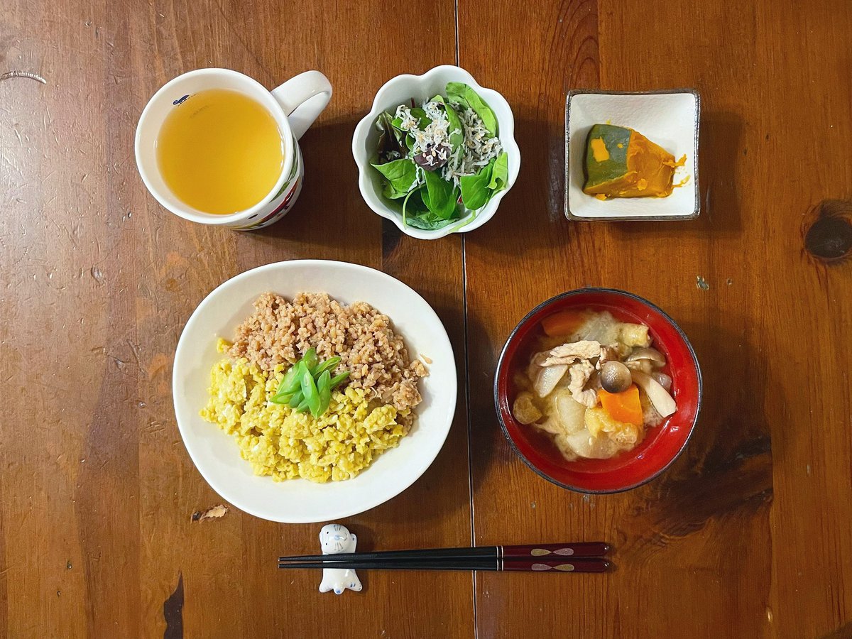 🐓🥚🌾✨✨ Today's dinner💫 今夜はそぼろご飯😋✨ ごちそうさまでした🙏✨