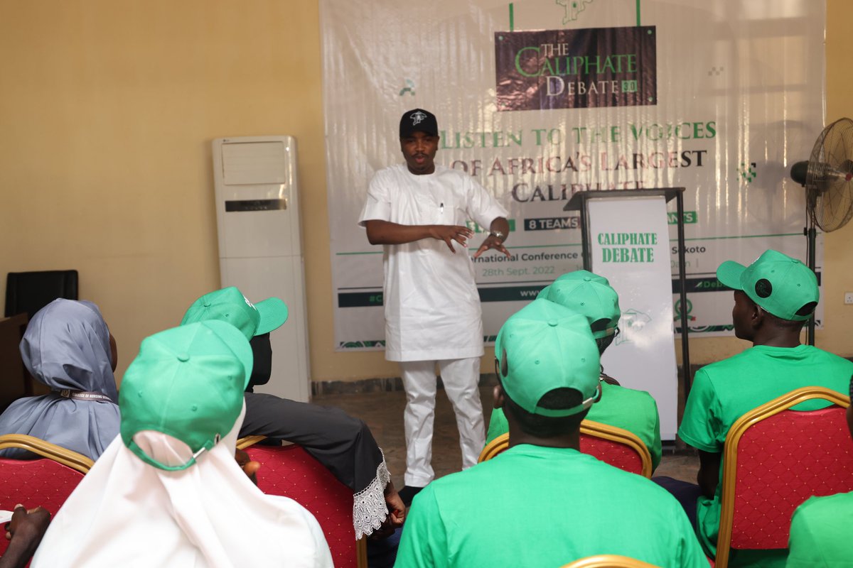 UncleAnass's tweet photo. The Convener of the @CaliphateDebat1, Barr Najib Waziri Esq ACIrb discussing topical issues with the participants shortly before the commencement of the debates. #Day2 #CaliphateDebate3.0 https://t.co/xB0J8Ohkyk