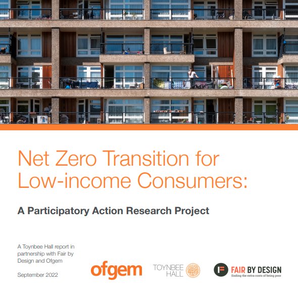 Toynbee Hall and our peer researchers have carried out a Participatory Action Research project – in partnership with @FairByDesign and @Ofgem – to explore what a just transition to net zero might look like for low income consumers, and how to get there. toynbeehall.org.uk/wp-content/upl…