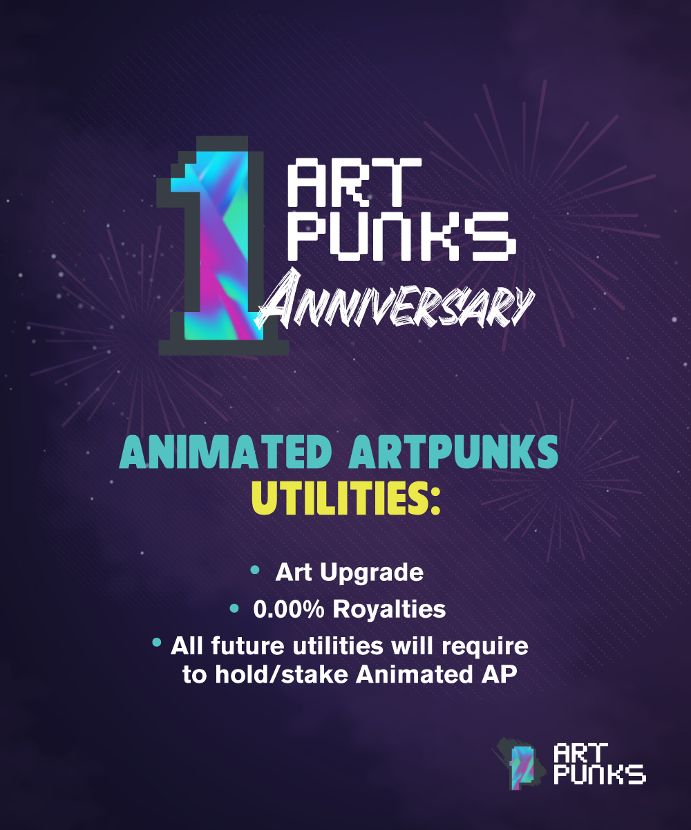 ArtPunksNFT's tweet photo. The long-awaited day has come! Today we're releasing Animated ArtPunks! 🎉

For this occasion we want to organize a small contest:

Like, RT and answer the below question in the comments:
How many ArtPunks will be upgraded in the first 48h?

🏆 Animated @ArtPunksNFT 
📅 02/10 https://t.co/NMv7Av6m13