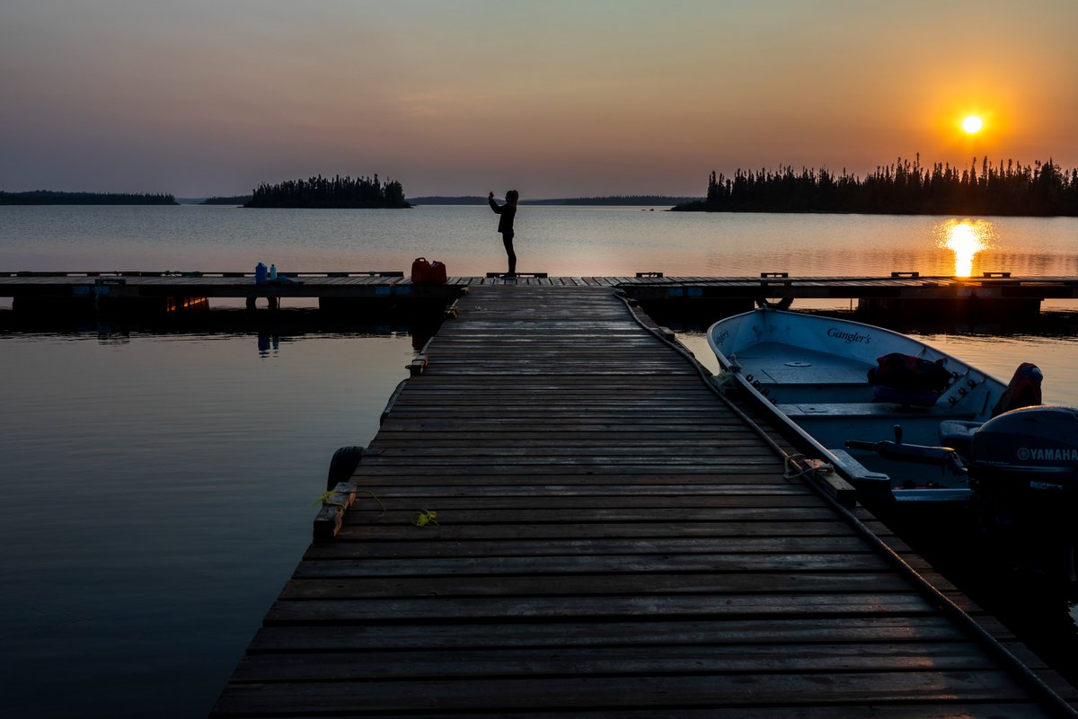 Sunrise over Egenolf Lake, Manitoba - 58 degrees north, where the pike practically jump in the boat without using a rod...#manitoba #canada #fishing #northernpike #ganglers #sunrise #morning #visitcanada
