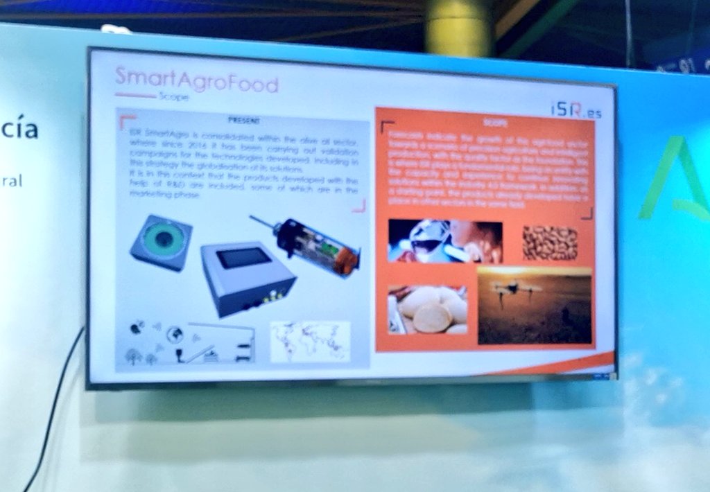 Muy interesantes las ponencias en el espacio Agritalk de <a href="/Smart_Agrifood/">Smart AgriFood</a>
En este caso Smart ISR nos muestra como aplica la tecnología NIR a las almazaras para tener datos en tiempo real de decanetes y de calidad.