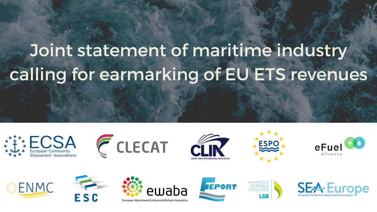 Shipowners, ports, cruise sector, shipyards &amp; equipment manufacturers, fuel suppliers, shippers, forwarders &amp; port operators join forces to call for earmarking of #ETS revenues for decarbonisation of maritime sector. #allhandsondeck #Fitfor55

ecsa.eu/news/joint-let…