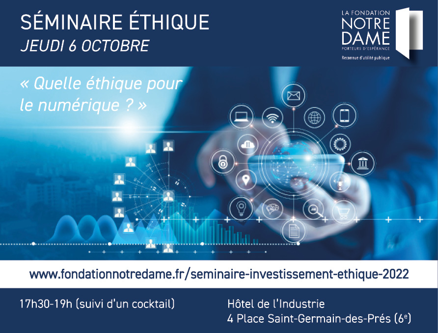 FondationND's tweet photo. 🗓️ Plus que quelques jours avant le séminaire sur l’investissement #éthique de la Fondation. 
L’objectif est de confronter les points de vue de l’éthicien, de l’entrepreneur et de l’investisseur autour de la question du #numérique. 
👉 Pour s’inscrire : https://t.co/e47D85eTMd https://t.co/Ls0Apg94UH