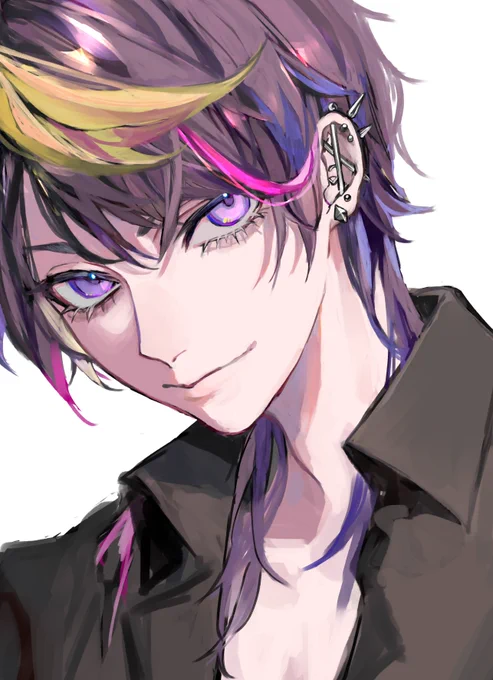 髪の毛下ろしてるシュウくんの幻覚を描いてる 