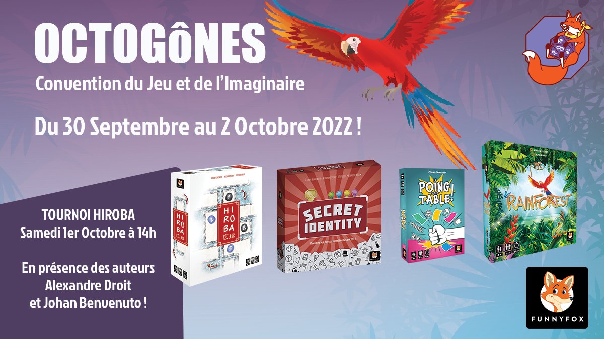 FunnyfoxGames's tweet photo. Le rendez-vous incontournable du jeu et de l'imaginaire approche ! Retrouvez les jeux #Funnyfox 🦊 au festival @Octogones du 29 septembre au 02 octobre !
On vous y attend nombreux 😄 #boardgame https://t.co/9Si7c5Ya16