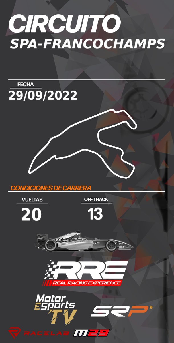 #iracing, #spafrancorchamps, <a href="/MotorEsportsTV/">MotorEsportsTV</a> y #fórmula 3.5, ¿Te animas?

No te pierdas esta noche la segunda cita de nuestro campeonato de #Formula 3.5

⏰ Horario
Práctica: 21:05
Clasificación: 22:10
Carrera: 22:20

<a href="/RaceLab3/">RaceLab</a>
<a href="/SRPsimracingpro/">SRP SimRacing-Pro.com</a>
<a href="/moski29/">Moski29</a>
