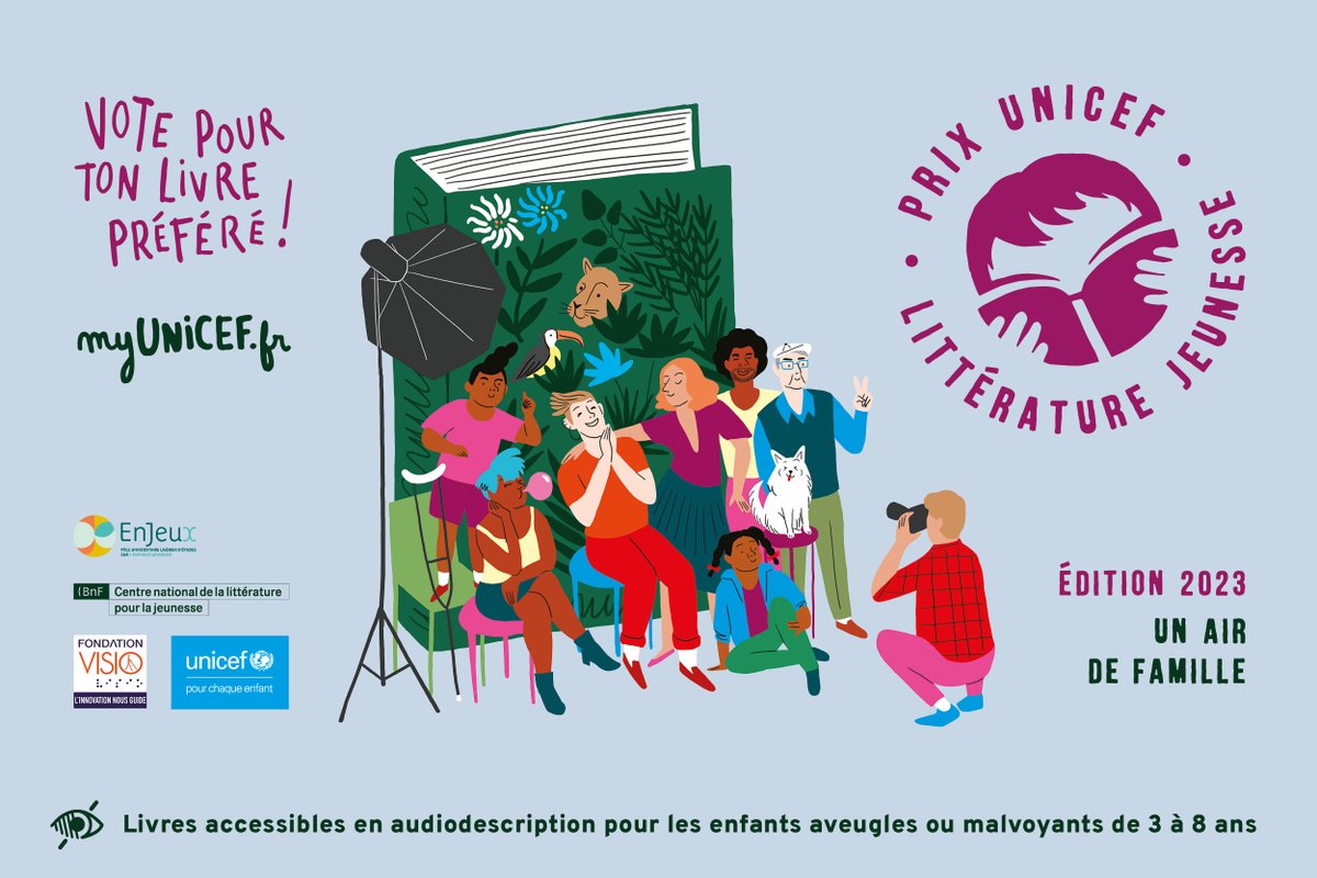 🆕 Les livres du #PrixUNICEF de littérature jeunesse sur le thème #UnAirDeFamille sont disponibles en version audio ! 📚😊

Un projet mené avec la <a href="/fondationvisio/">Fondation VISIO</a> pour rendre également accessible les livres 3-5 ans et 6-8 ans du Prix.➡ fcld.ly/dh8z8z9