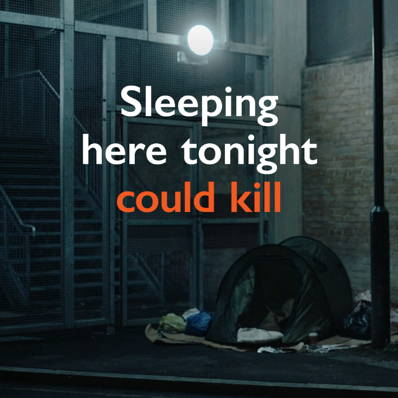 StMungos's tweet photo. On average men live to 45, and women to just 43, on our streets. Donate now and you could make tonight someone’s last night on the streets. Donate now.