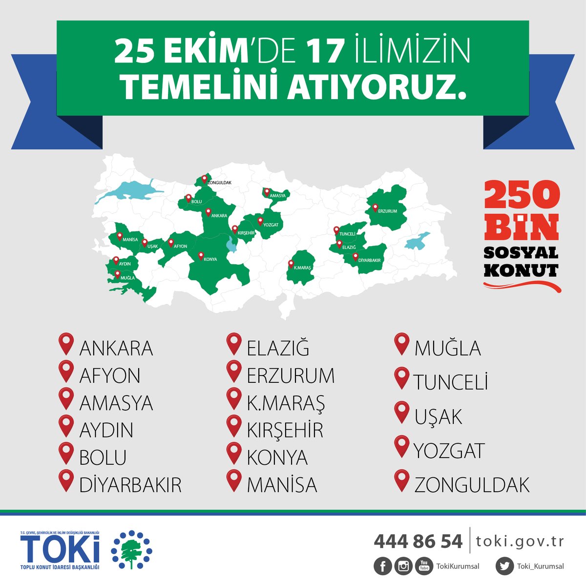 🏘️Cumhuriyet tarihinin en büyük sosyal konut projesinin ilk temelini 5 bin konut ile 17 ilimizde 25 Ekim'de atıyoruz.

Milletimize hayırlı olsun.

#ilkevimilkişyerim