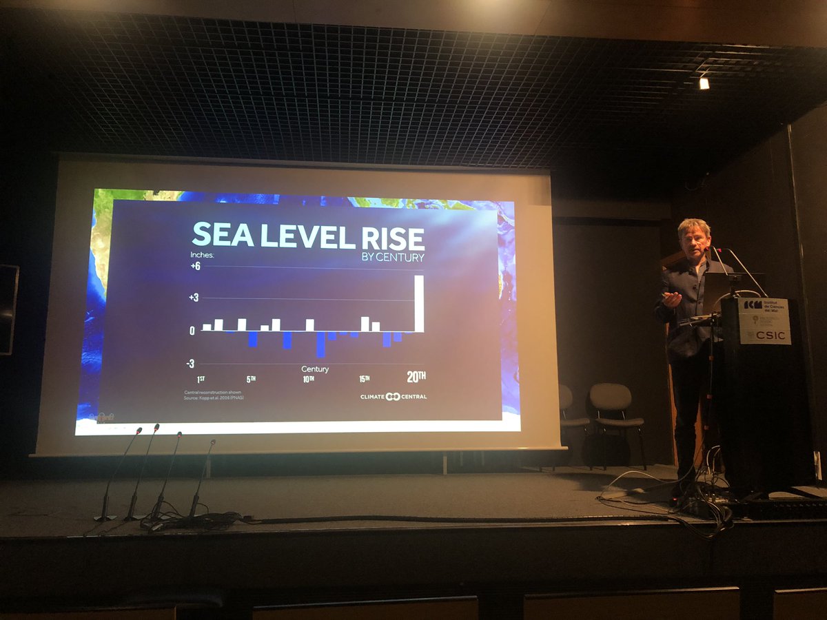 margalef_bcn's tweet photo. “Unprecedented sea-level rise during the last centuries” @rahmstorf #RMSC2022 https://t.co/MDw0gZAZmm