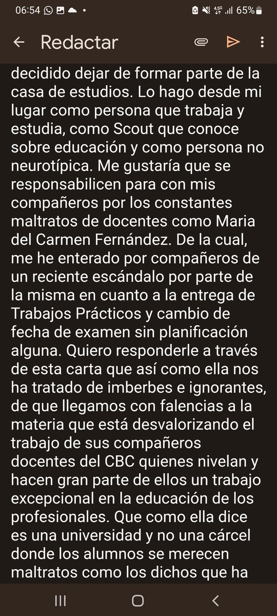 matitienetoc's tweet photo. @FFyB_UBA @UBAonline Les envíe un mail sobre lo sucedido con la docente Maria del Carmen Fernández, una de las razones de muchos de mis ataques de pánico y una de las cuales por quien empecé terapia. Espero que las cosas mejoren para todos los alumnos de la UBA https://t.co/KT7Be67wcb