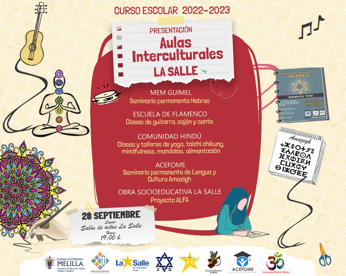 ACEFOMelilla's tweet photo. Nuestra vicepresidenta, Elena Cruz, asistió ayer a la presentación de Aulas Interculturales La Salle en la que desarrollaremos nuestro proyecto Seminario de Lengua y Cultura Amazigh.
#educacion #intercultura https://t.co/wCDivkokcF