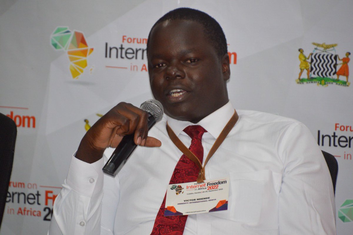 AmnestyKenya's tweet photo. 📍Lusaka, Zambia
Our #DigitalRights Officer @VictorNdede was part of the #FIFAfrica22 discussion on advancing digital safety and other protections for #Children in Africa. https://t.co/PCC3wZSHET
