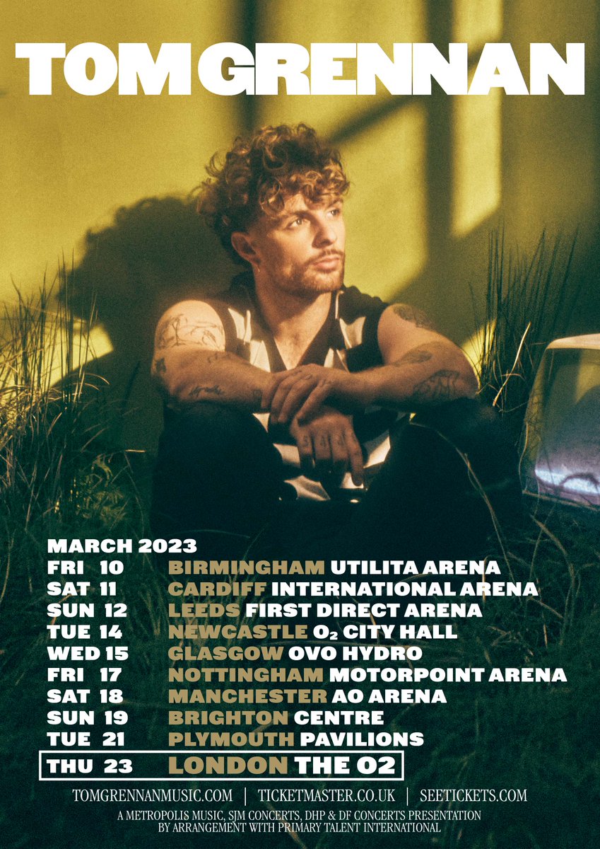 Tom_Grennan's tweet photo. I can’t believe I’m going on my biggest UK tour in March next year 💚

Who’s excited for a brand new album too?!

Remember, anyone who pre-orders 'What Ifs and Maybes' by 3pm Tues 4th October will get first access to tour tickets 🙌
 
Pre order here 🎟️ ⬇️
https://t.co/HYNYbroVkw https://t.co/Rpi5eXXcGY