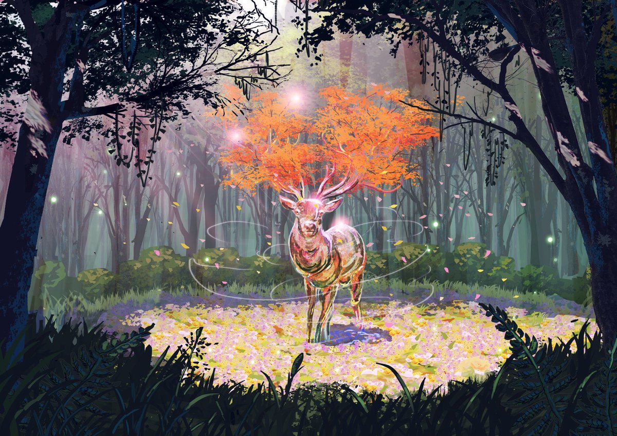 nature forest no humans tree outdoors deer grass  illustration images
