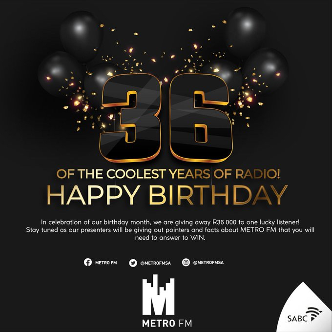 METROFMSA's tweet photo. Stay tuned to #TheTouchDown to hear this week's clues, for a chance to win the grand prize. #36YearsOfMETROFM https://t.co/b2mNeUyuZn