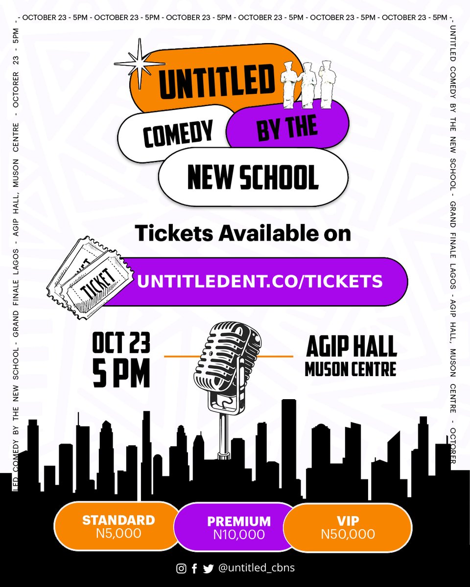rita_ope's tweet photo. Comedy at its finest - UNTITLED

That's where it's happening!
Get your tickets here-
https://t.co/TRsFPjG6Wk

-
October 23rd 2022
Agip Hall, Muson Centre, Lagos
5PM

#UntitledLagos #UntitledCBNS https://t.co/lCI4EoOdft