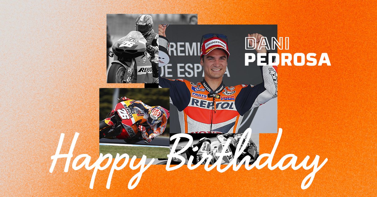 🎂¡Feliz cumpleaños, <a href="/26_DaniPedrosa/">Dani Pedrosa</a>!🎂

El piloto con más carreras en el #EquipoRepsolHonda cumple 3️⃣7️⃣ años. ¡A celebrarlo!🥳

🎂Happy birthday, #DP26!🎂 

The rider with most races in the #RepsolHondaTeam turns 3️⃣7️⃣ today. Let's celebrate it!🥳