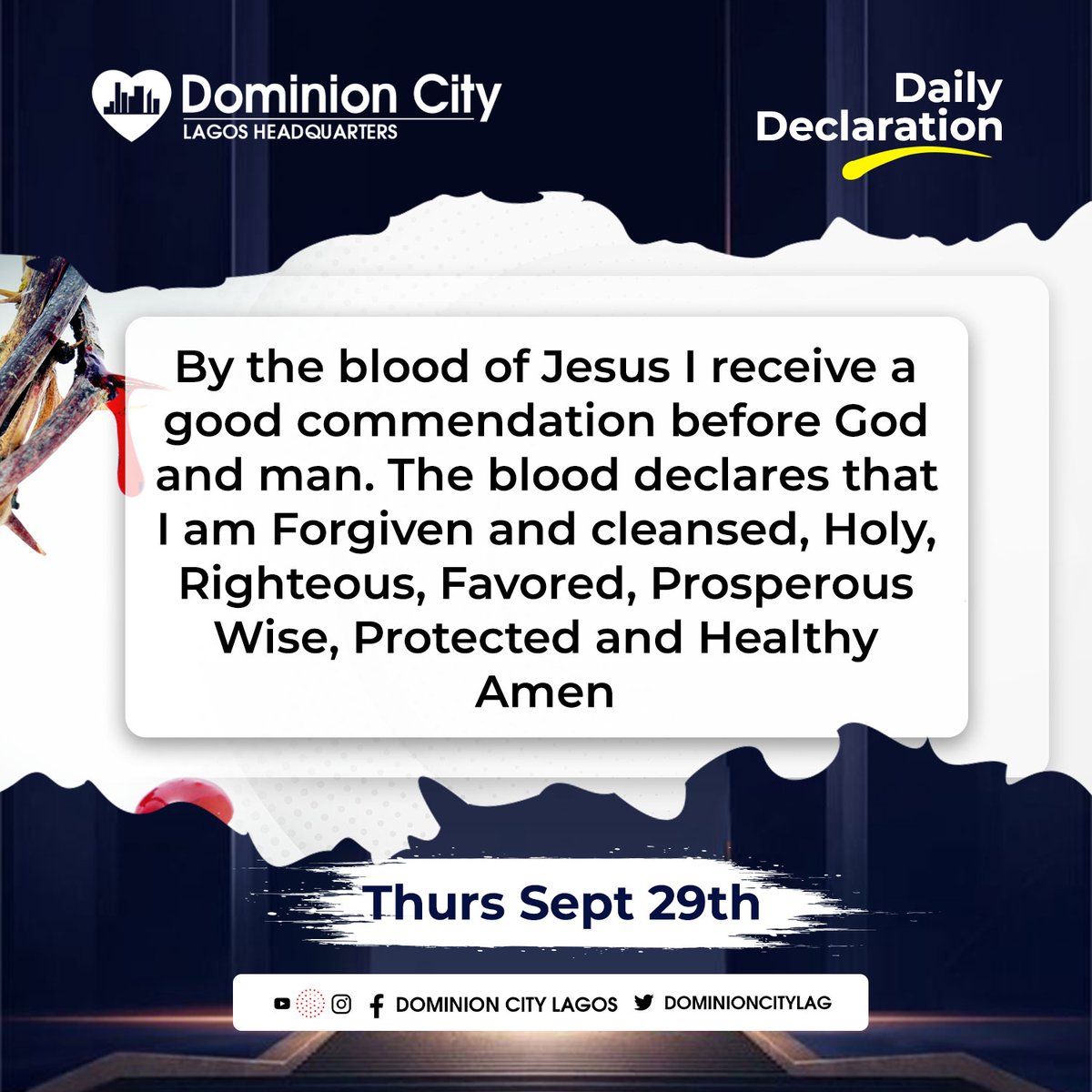 dominioncitylag's tweet photo. By the blood of Jesus you receive a good commendation before God and man. (Amen)
#DominionCity
#DCLagosHQ
#DailyDeclarations
#DCDeclares https://t.co/lUk6O1bcBD