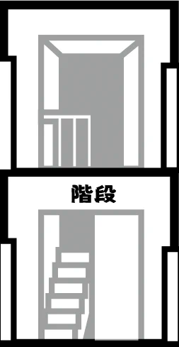 階段アイコンが斜め移動するものと勘違いしやすかったため、奥へと進んで折り返す階段のアイコンへと変更しました。 また、加工しやすいように文字なしマップなども用意しました。