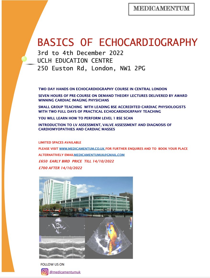 Medicamentum (@medicamentumuk) on Twitter photo Award winning consultants & BSE physiologists, 2 days of full echo scanning. 7 hours of pre-course material. Central London. FUSIC accreditation applied for. Secure your place now! <a href="/mmamas1973/">Mamas A. Mamas</a> Award winning consultants & BSE physiologists, 2 days of full echo scanning. 7 hours of pre-course material. Central London. FUSIC accreditation applied for. Secure your place now! <a href="/mmamas1973/">Mamas A. Mamas</a>