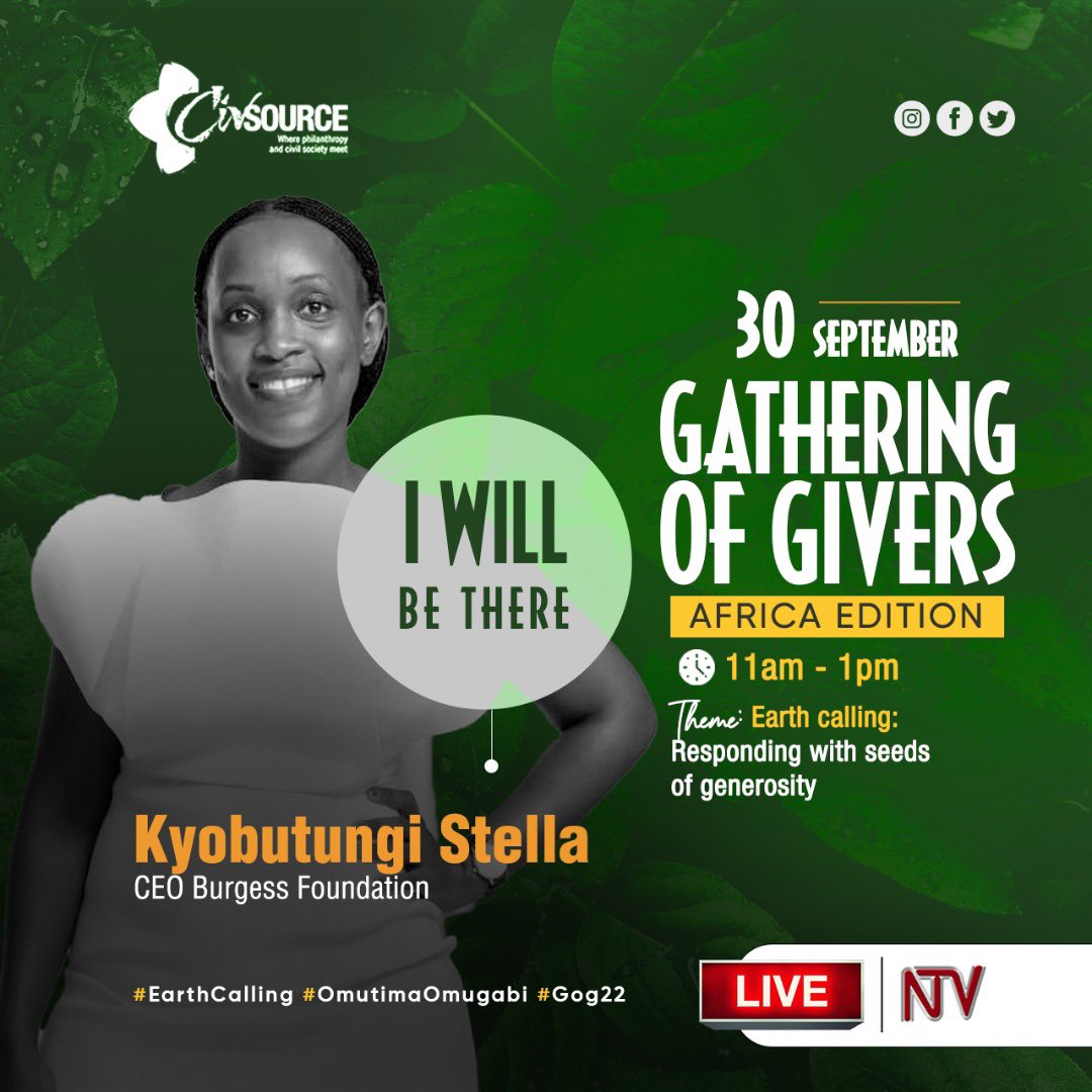 Kyobu_ella's tweet photo. Itโs just a day at the #GatheringofGivers by @CivsourceAfrica and Iโll be there.
Come join and celebrate givers from around Africa. #OmutimaOmugabi #Gog22 #earthiscalling https://t.co/QiKJDXWlrS