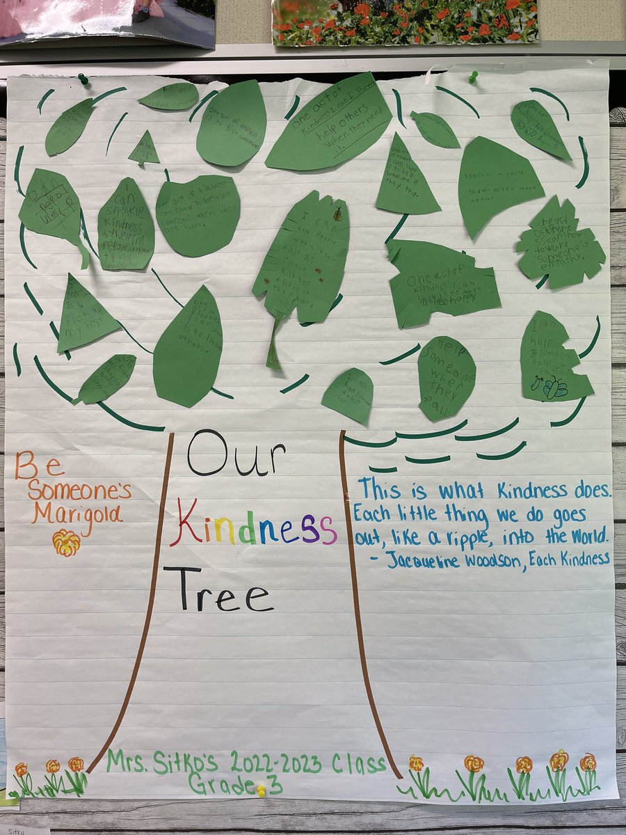 ChrisCBarrie's tweet photo. Kindness tree in Mrs. Sitko’s room. @Washington_WCSD @wcsd @JackieWoodson https://t.co/yTTpNorKqB