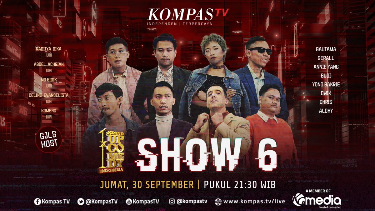 KompasTV's tweet photo. Cuma komika #SUCIX yang bikin tema materi stand up unik dan aneh! Mulai dari nasi kotak hotel sampai penglaris dibahas di #Show6SUCIX.
Tonton aja penampilan mereka SESAAT LAGI di KompasTV #SUCIXTemanTertawa #Tawa1Dekade
Streaming : https://t.co/rUTSoYphmA https://t.co/Q4ZaqHAo4q