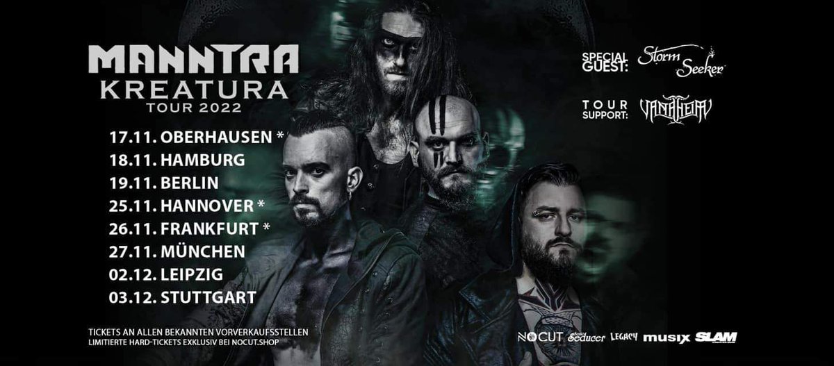 ManntraOfficial's tweet photo. Don't forget the upcoming solo tour! Get your tickets at https://t.co/4WjeOkzaA2 or in the Eventim and NoCut Shop systems
NO FEAR!
#manntra #industrialmetal #gothicmetal #melodicmetal
#oriori #barrenking #nofear #rememberthelight #nightcall #kreatura https://t.co/nbrUlxrtKu