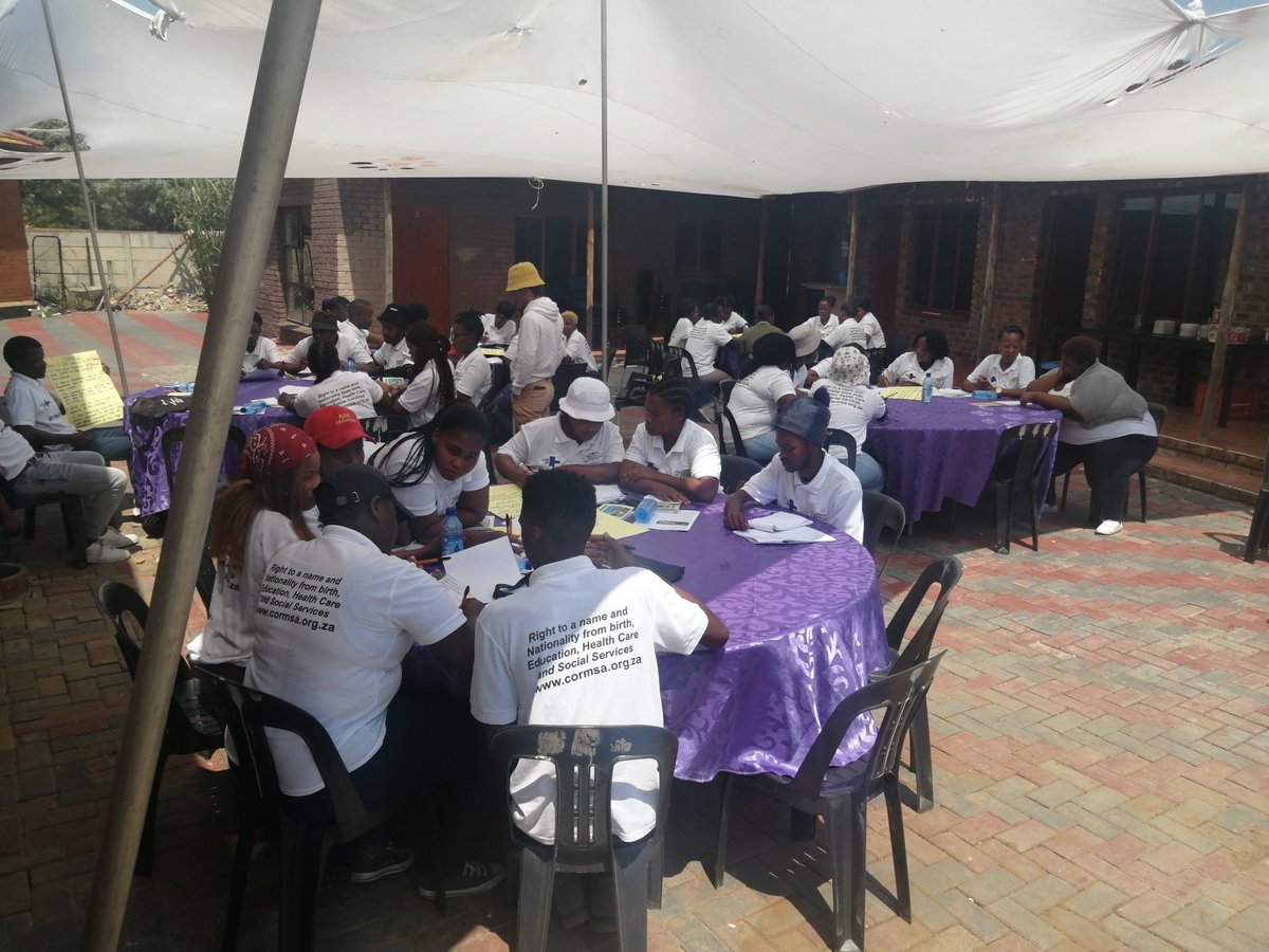 CoRMSA's tweet photo. 29/09/22 in Welkom, Free State facilitating #DocumentUs Campaign engagement with the Youths to strengthen access to birth registration and birth certificate for all children. #ProtectChildRights
@EKindernothilfe @LHR_SA @osfsa @UNICEF_SA @UPChildLaw @HomeAffairsSA https://t.co/Qf2STdyzdc
