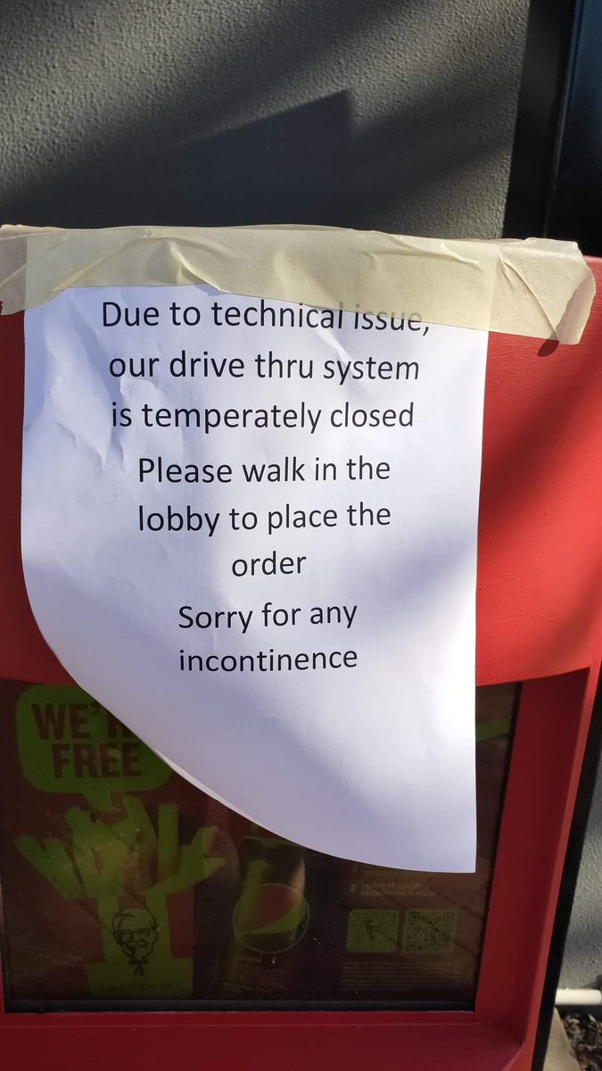 It happens. Don't be sorry. Mundaring KFC