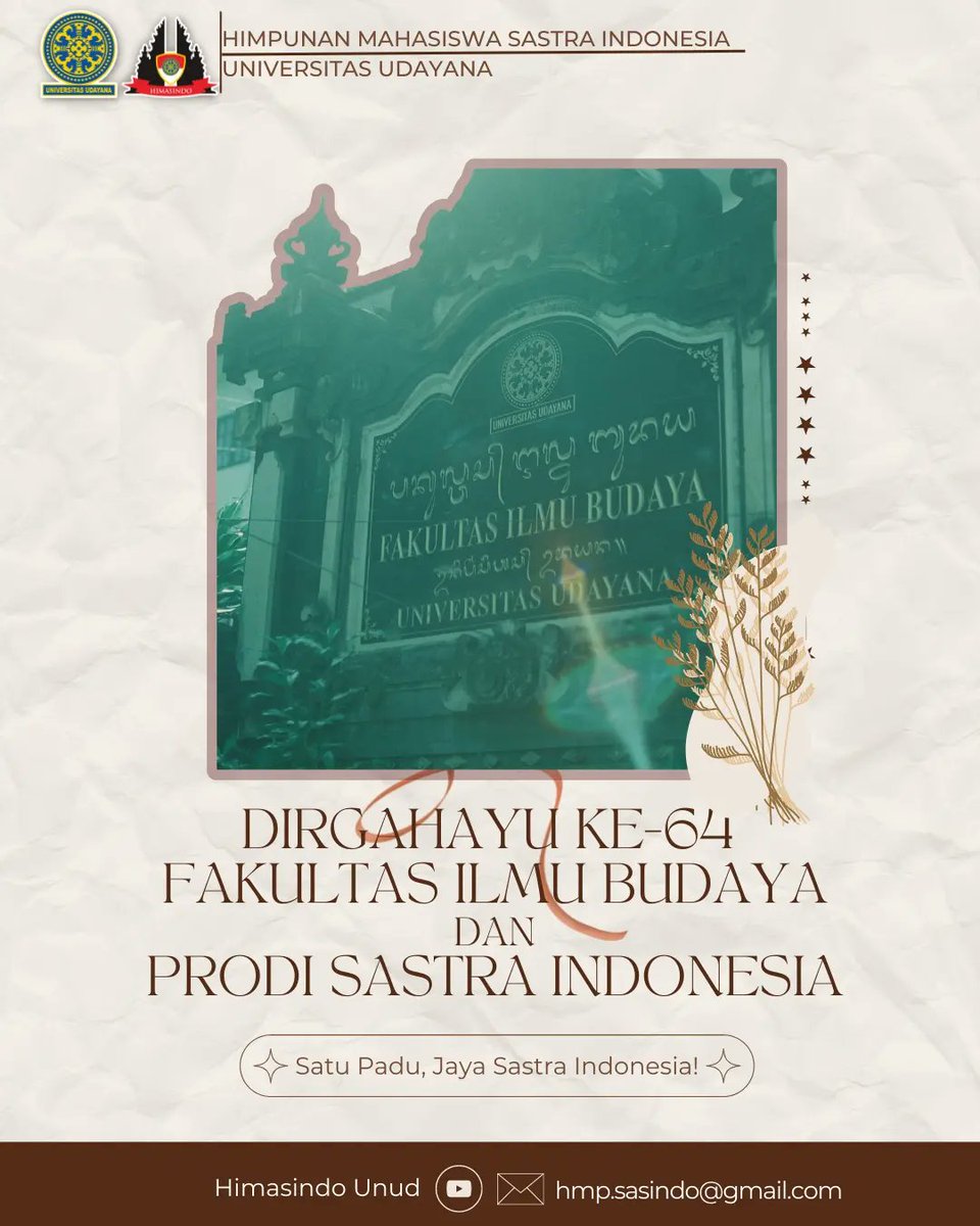 SasindoUnud's tweet photo. [DIRGAHAYU FIB DAN PRODI SASTRA INDONESIA]

Halo, Sobat Sastra Indonesia!🙌

Lahirnya Program Studi Sastra Indonesia bertepatan dengan didirikannya Fakultas Ilmu Budaya, yakni pada tanggal 29 September. https://t.co/I6MvGafSAv