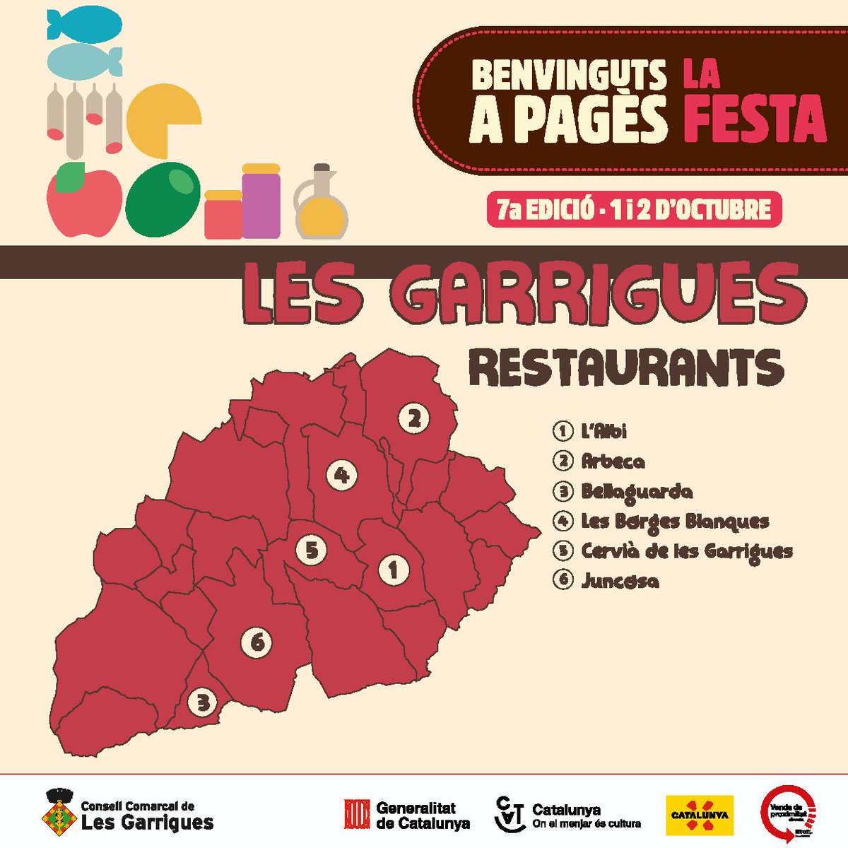 CCGarrigues's tweet photo. La 7a edició de la Festa de la Pagesia torna l'1 i 2 d'octubre de 2022 👩🏻🌾👨🏻🌾
Tria les Garrigues i planifica la teva ruta a https://t.co/Aq9dj6T5Re
..
#BAP2022 #BenvingutsAPages #PagesiaCatalana #CCGarrigues #lesGarrigues #SocPages #SocPagesa
..
@BenvingutsPages https://t.co/q6rlcb56Nz