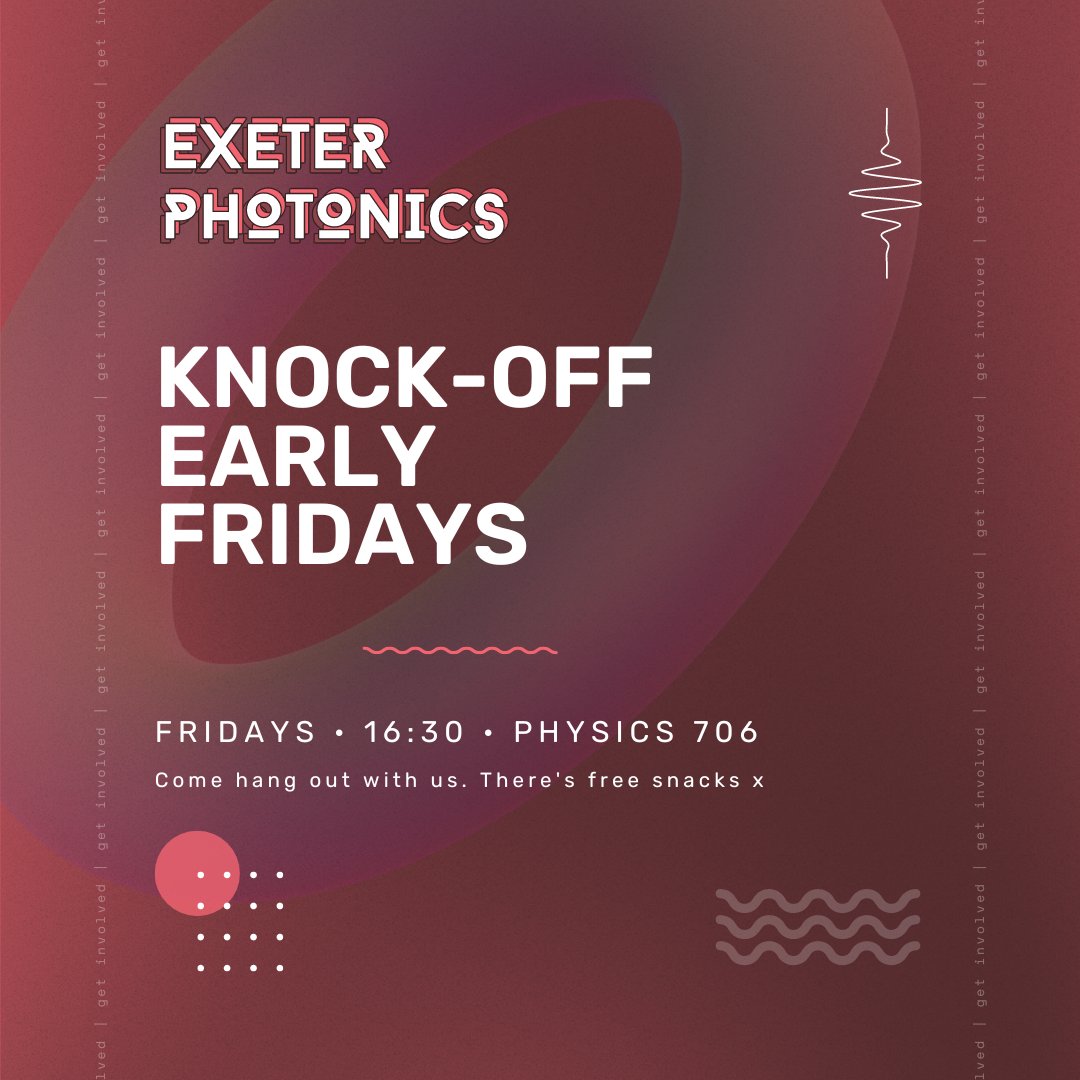 Our Friday socials are back with a bang, starting tomorrow! Come and join us, meet other people in the department, and enjoy some free snacks! 4:30pm onwards in the Physics Building SCR (7th floor) Everyone is welcome, from all stages of study :D