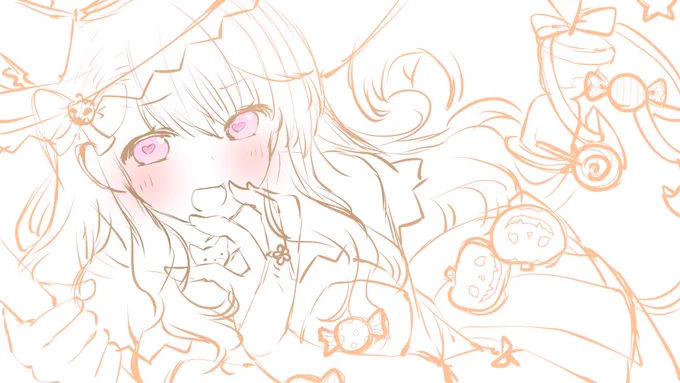 ハロウィンゆいのちゃん構図ラフ(*˘︶˘*).。.:* 