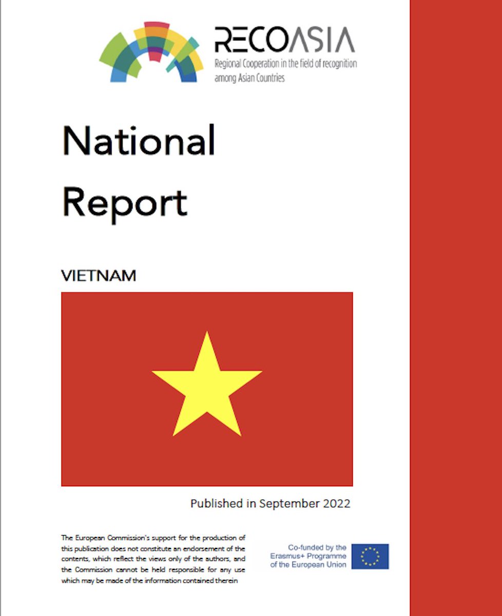 CIMEA_Naric's tweet photo. [RecoASIA series/5] The National Report from Vietnam 🇻🇳 concludes this series of publications developed in the framework of the #RecoASIA project co-funded by @EUErasmusPlus. A big thanks to all partners for their contribution! 

📘Full text available 👇: https://t.co/V3HchN2ooW https://t.co/ZynHDNqqBJ