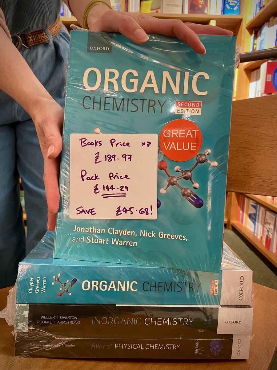 WstoneDurhamUni's tweet image. BIG shout out to #ChemistryStudents of #DurhamUniversity… JUST LANDED and perfect for your #ReadingList #ChemistryPack make a saving of £45.68!!! And don't forget to sign up for the #StudentPlusCard for an extra 5% off at the till🧪🧪🧪