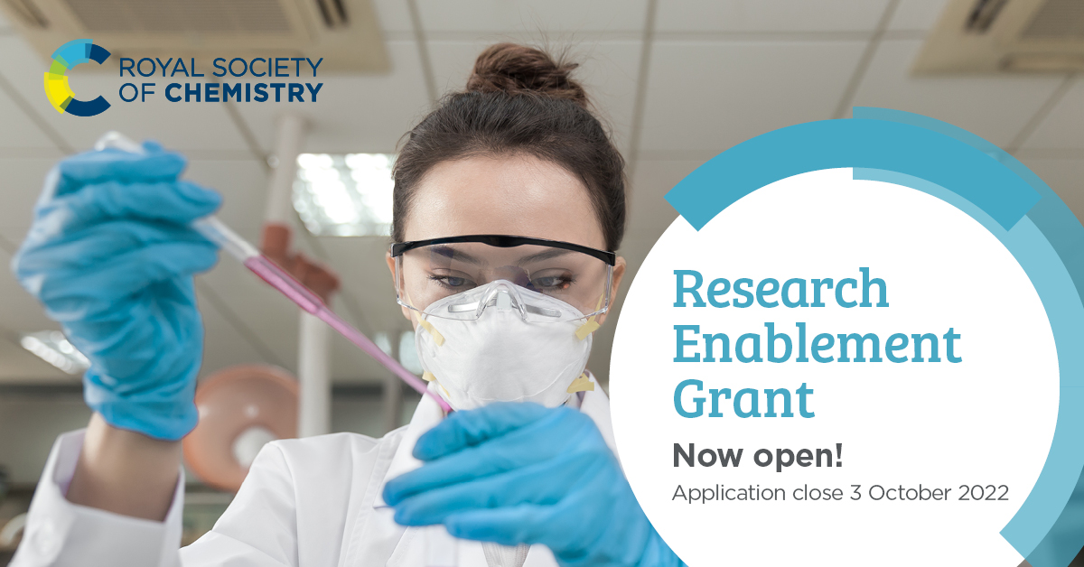 RoySocChem's tweet photo. How could £10,000 help to progress your research? Our Research Enablement Grant provides funding towards consumables, equipment, salary contributions &amp; research visits. Check your eligibility and apply by 3 October - https://t.co/Q1LD6nsJgl https://t.co/aSFarCJsHX