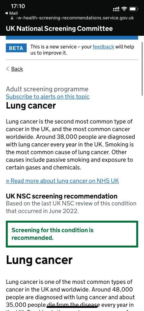 David Baldwin (@drblungs) on Twitter photo UKNSC recommends targeted lung cancer screening. A major step forward! UKNSC recommends targeted lung cancer screening. A major step forward!