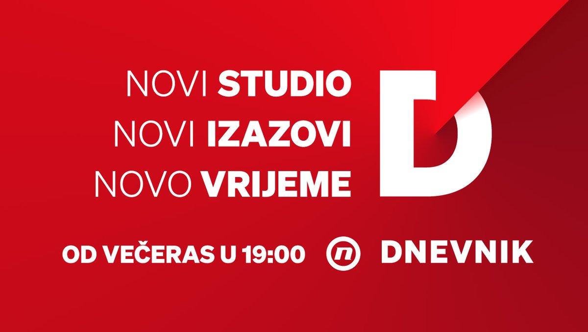 Novi studio. Novi izazovi. Novo vrijeme. #DnevnikNoveTV večeras gledajte u novom terminu od 19 sati na <a href="/novahr/">Nova TV</a>. #dnevnikhr