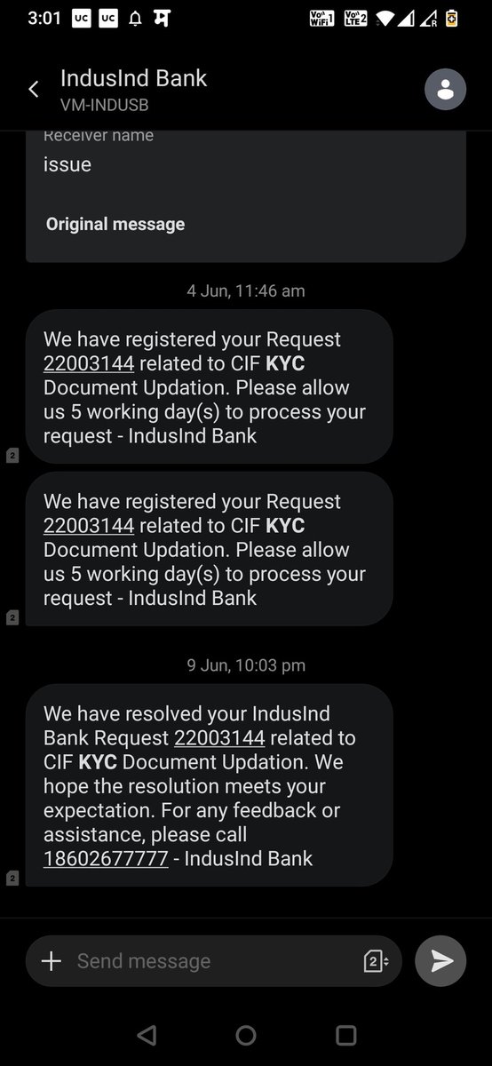 Praj21's tweet photo. @MyIndusIndBank  absolutely not happy with services. Even after submitting my documents for KYC i am getting message that my account is account is closed. https://t.co/PyOENmyTVp